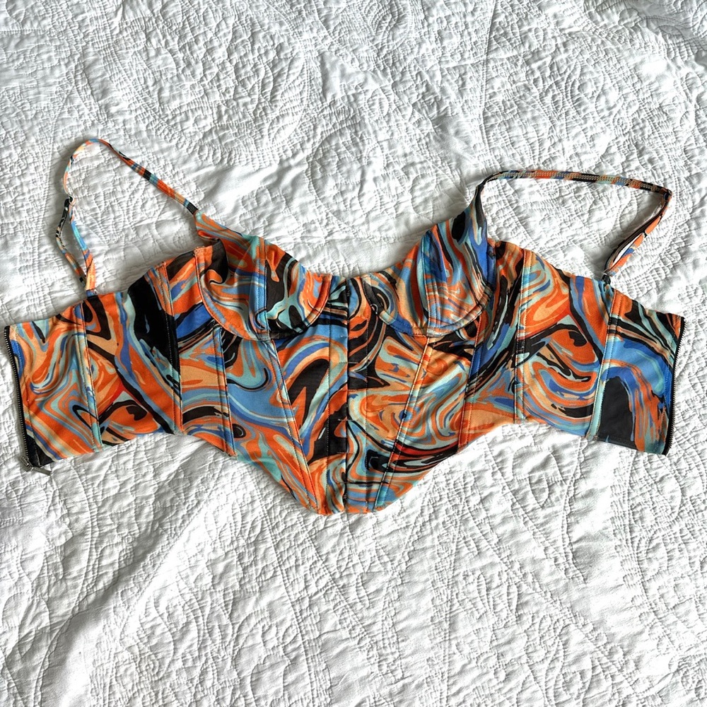 White Fox Orange Swirl Corset